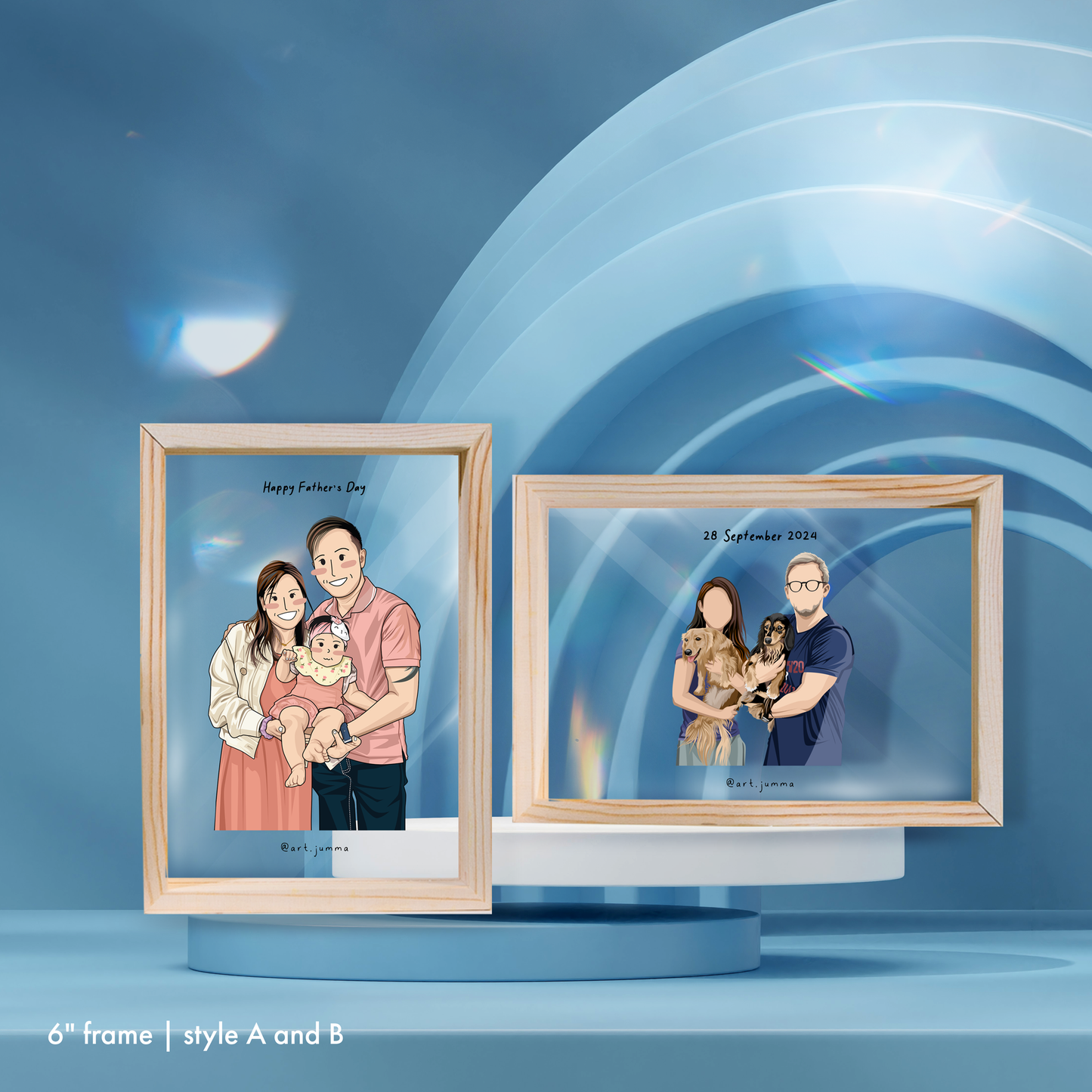 6" Premium Personalised Lightwood Frame