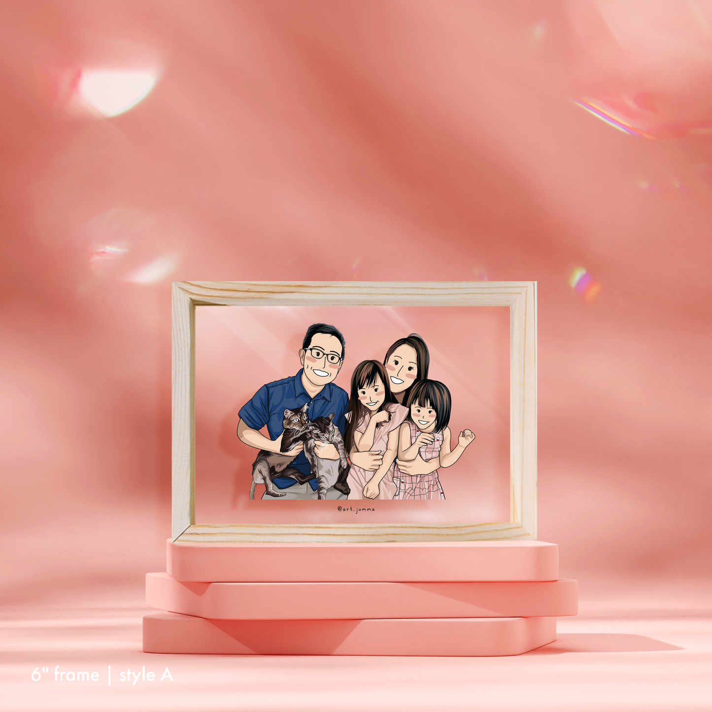 6" Premium Personalised Lightwood Frame