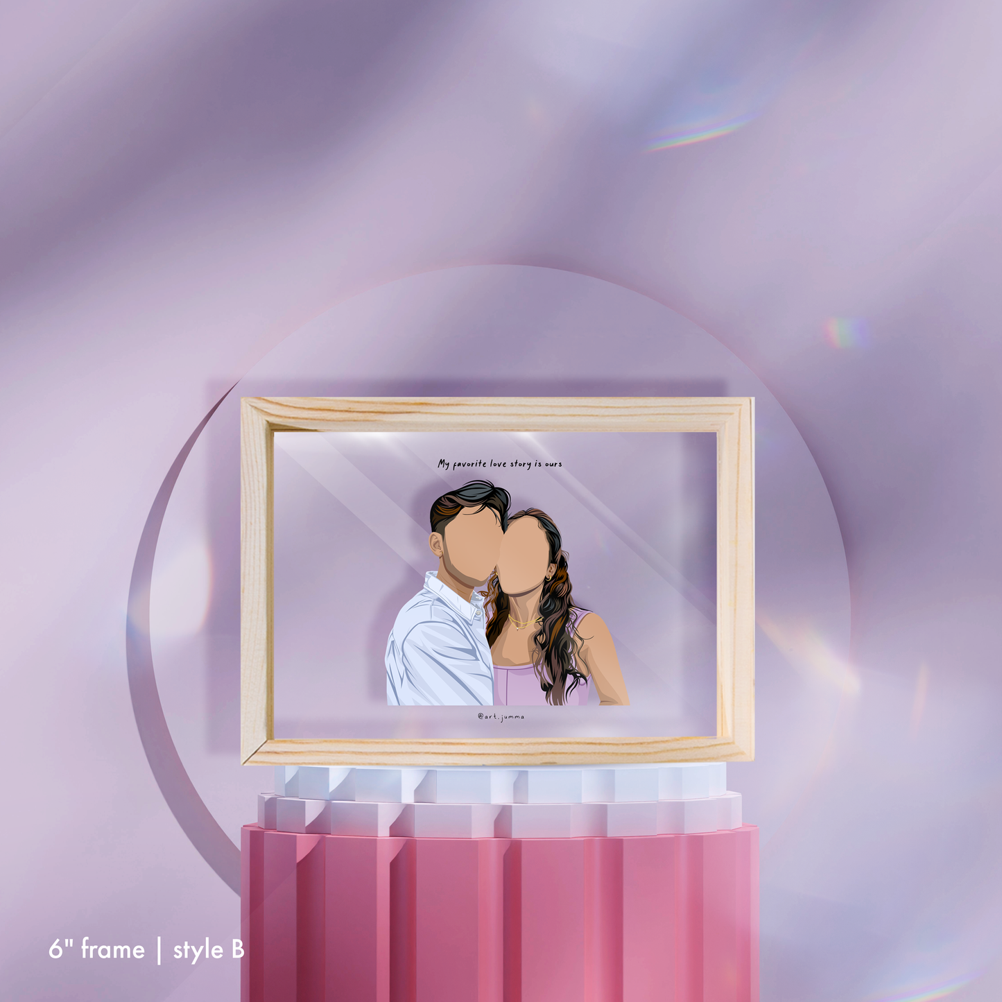 6" Premium Personalised Lightwood Frame