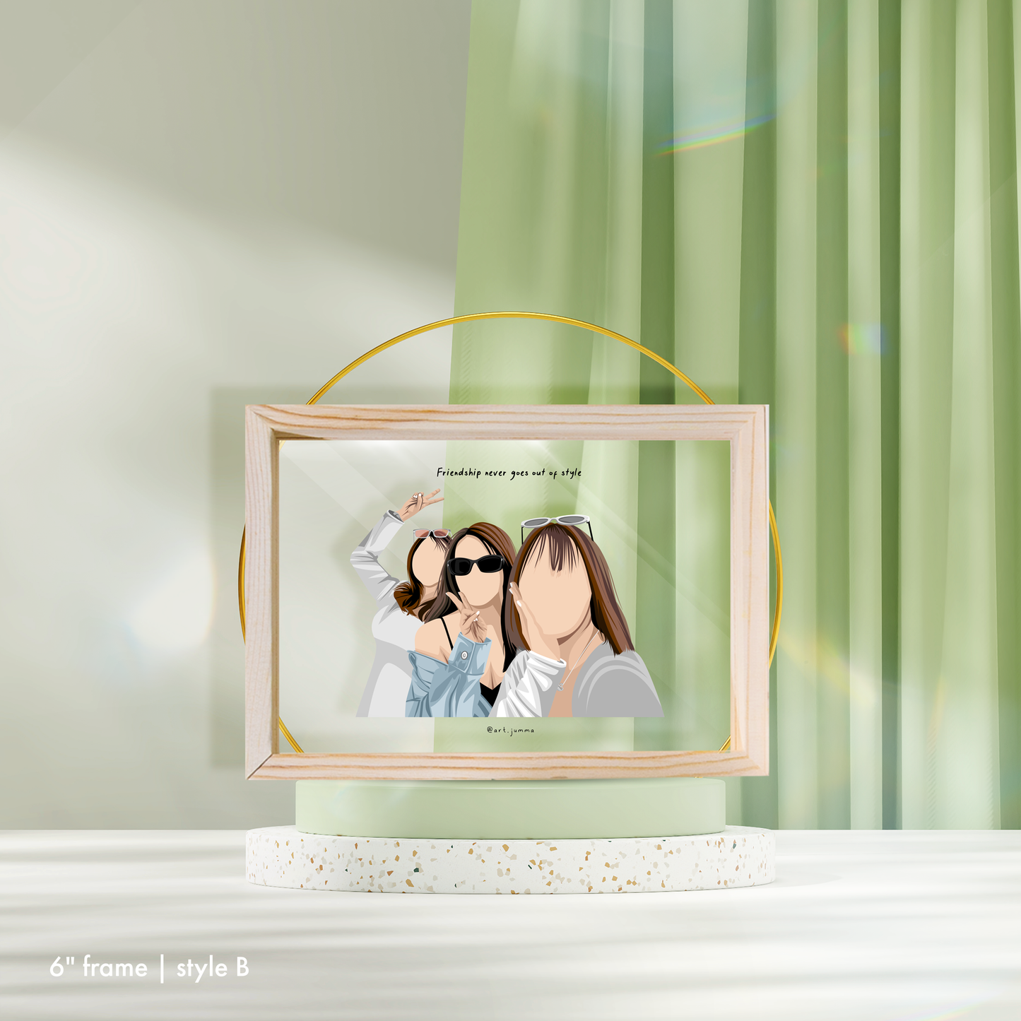 6" Premium Personalised Lightwood Frame