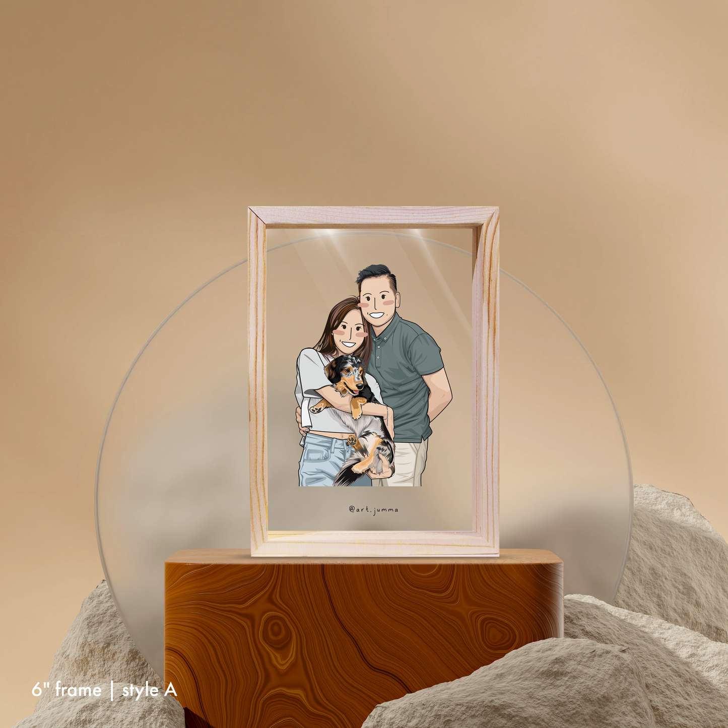 6" Premium Personalised Lightwood Frame