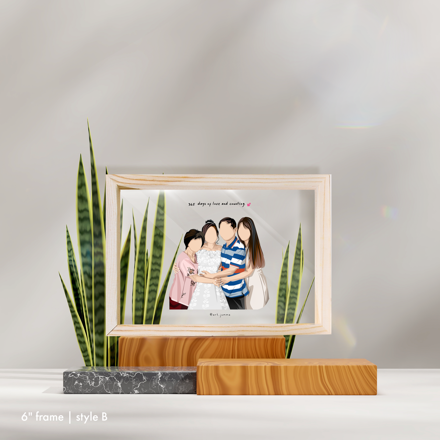 6" Premium Personalised Lightwood Frame