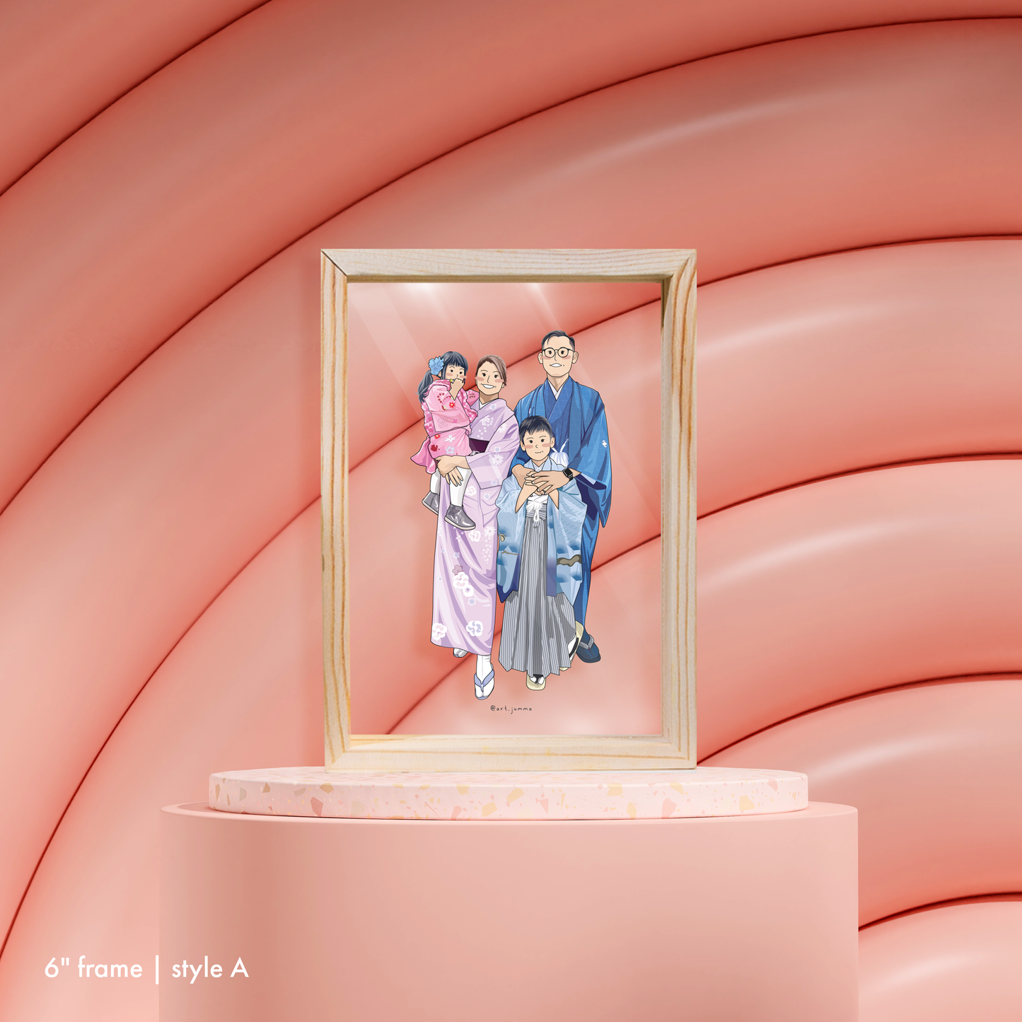 6" Premium Personalised Lightwood Frame