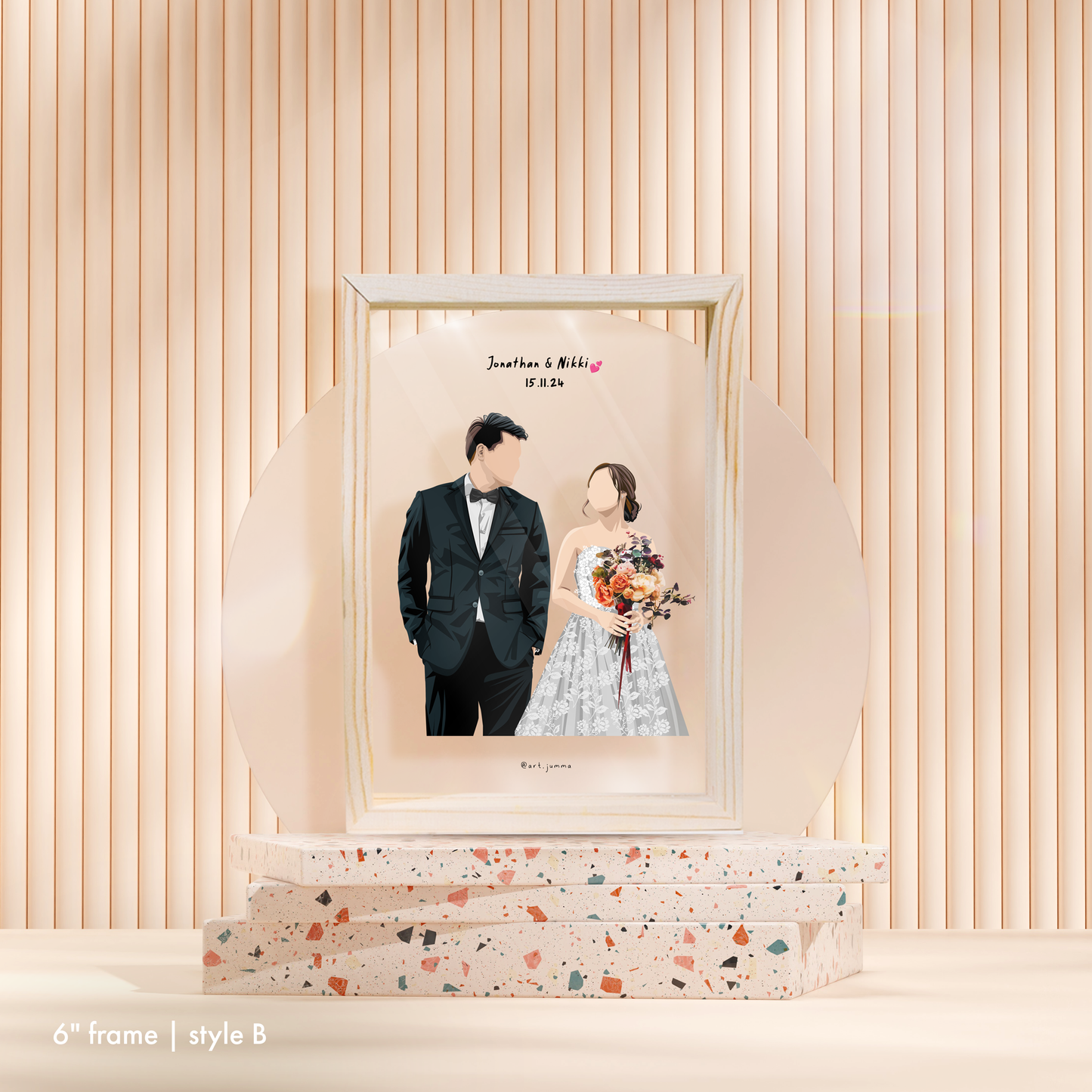 6" Premium Personalised Lightwood Frame