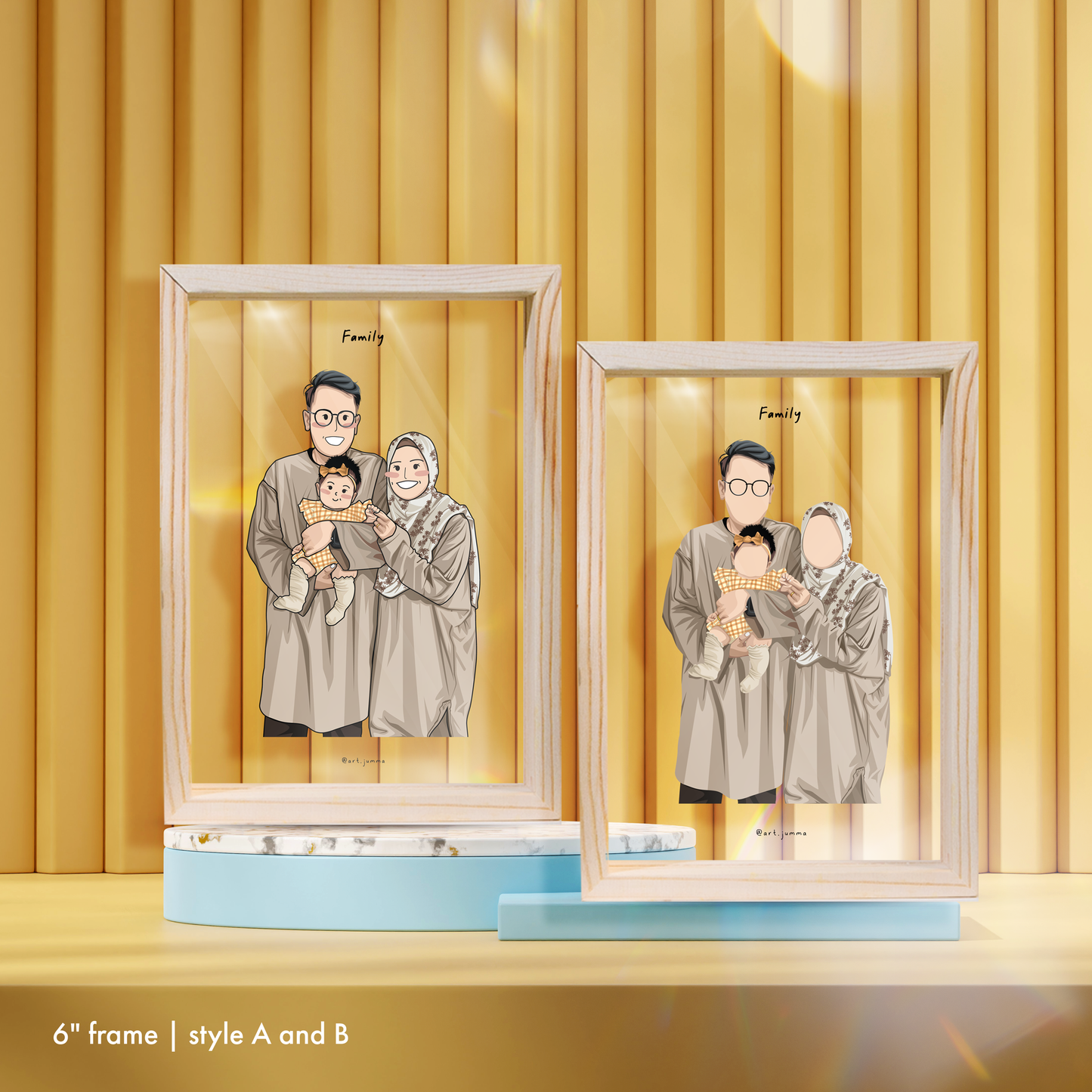 6" Premium Personalised Lightwood Frame