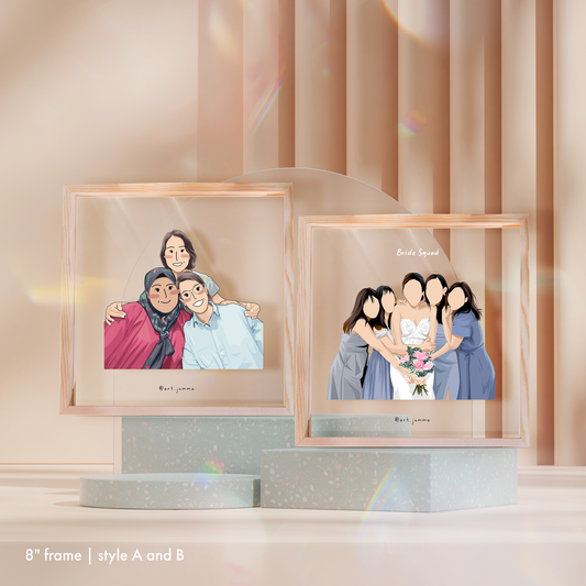 8” Premium Personalised Lightwood Frame