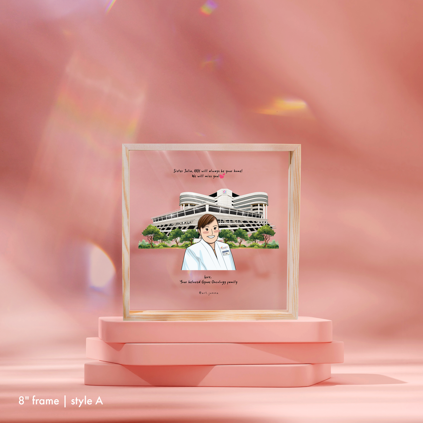 8” Premium Personalised Lightwood Frame