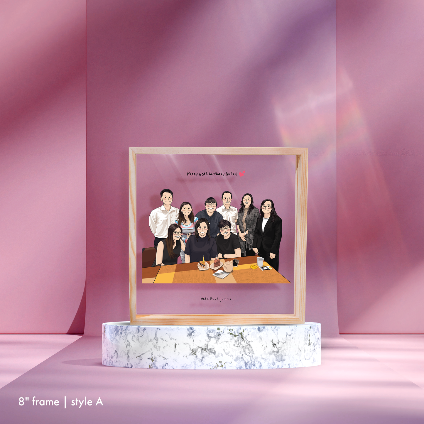 8” Premium Personalised Lightwood Frame