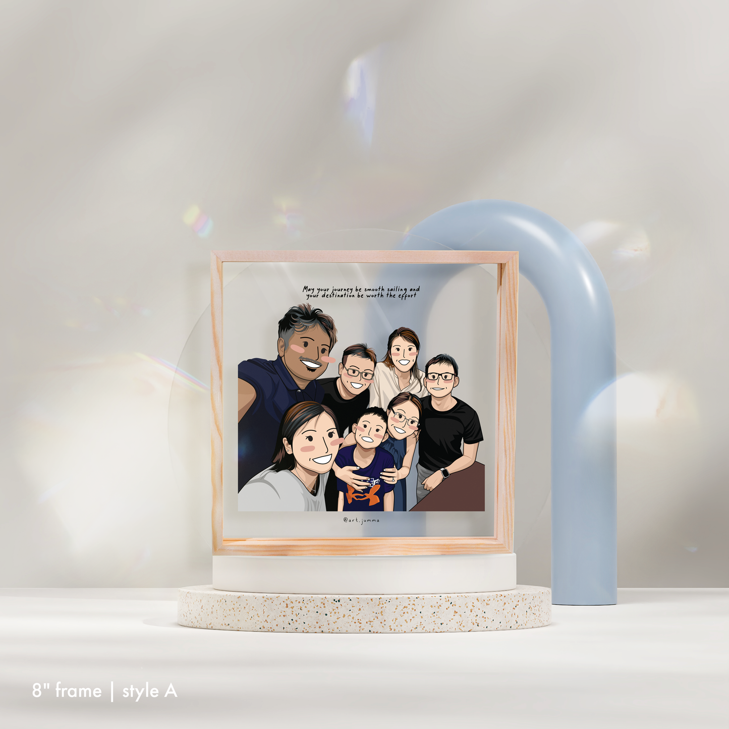 8” Premium Personalised Lightwood Frame