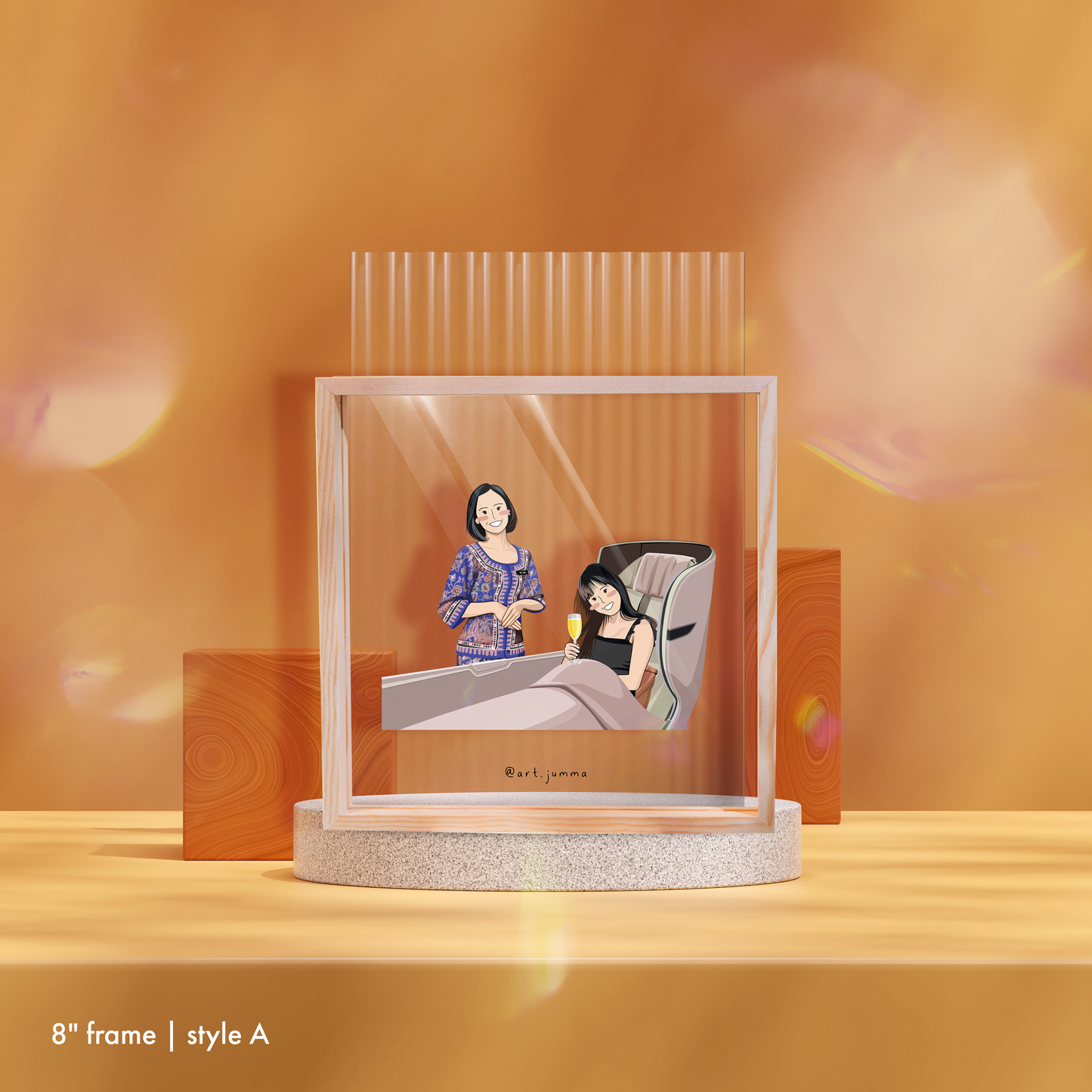 8” Premium Personalised Lightwood Frame