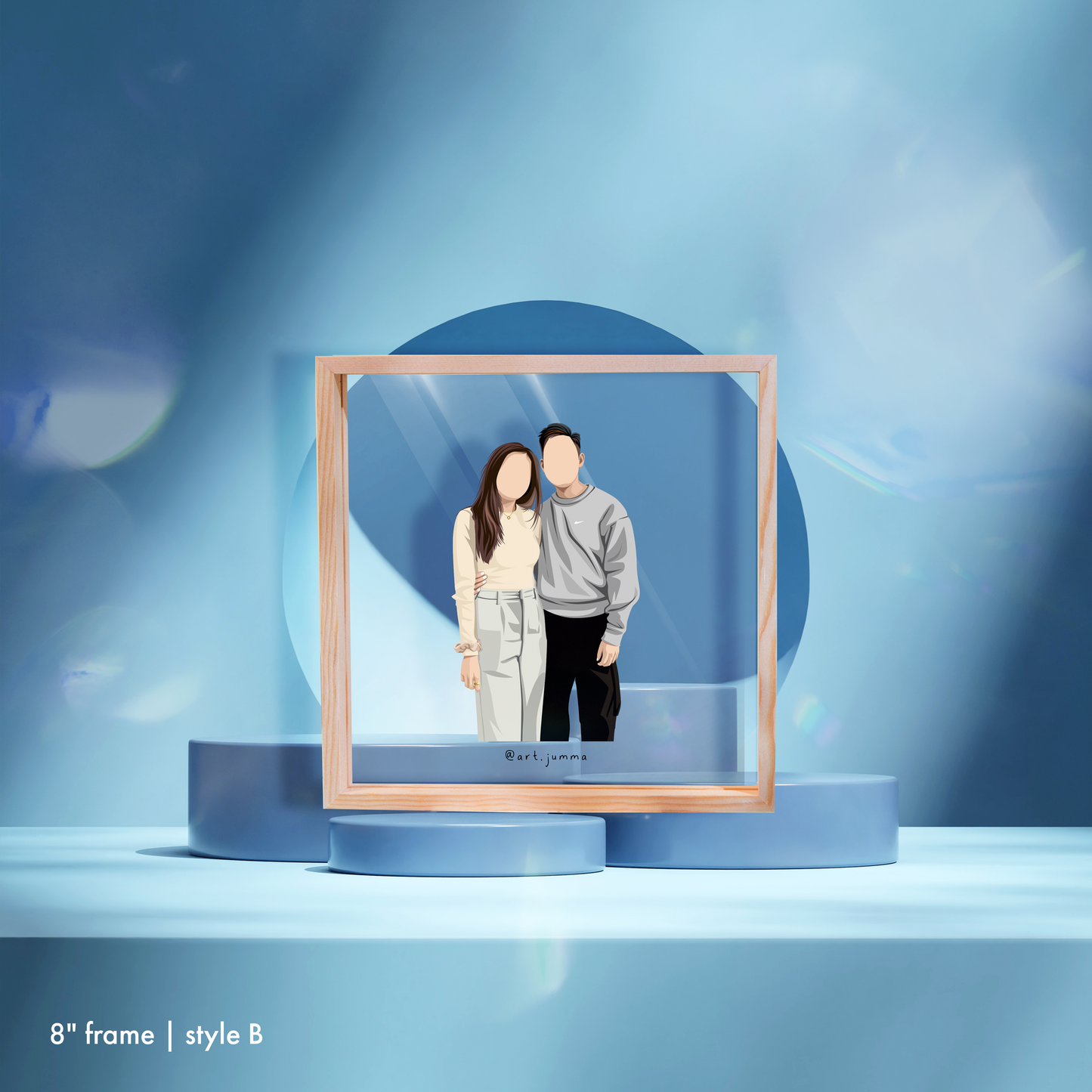 8” Premium Personalised Lightwood Frame