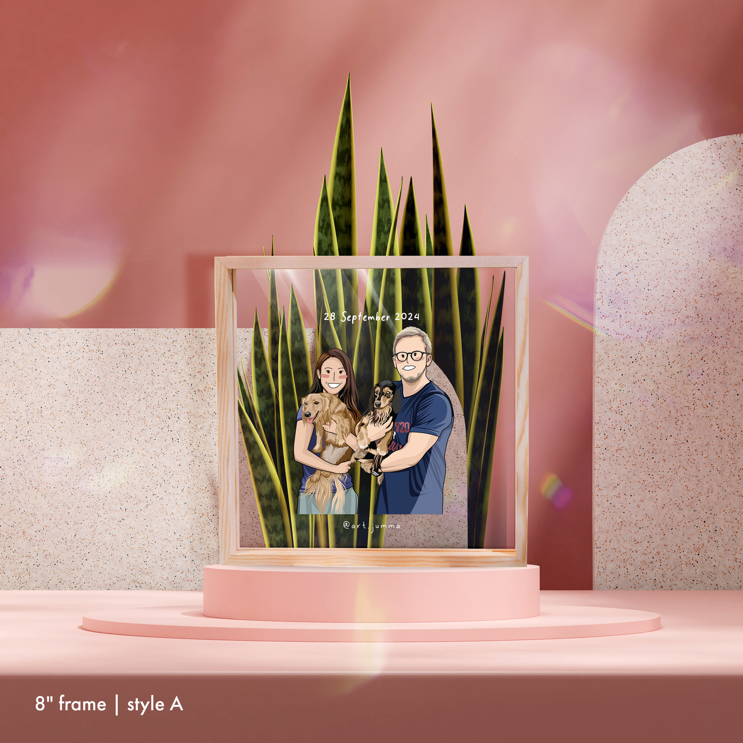 8” Premium Personalised Lightwood Frame