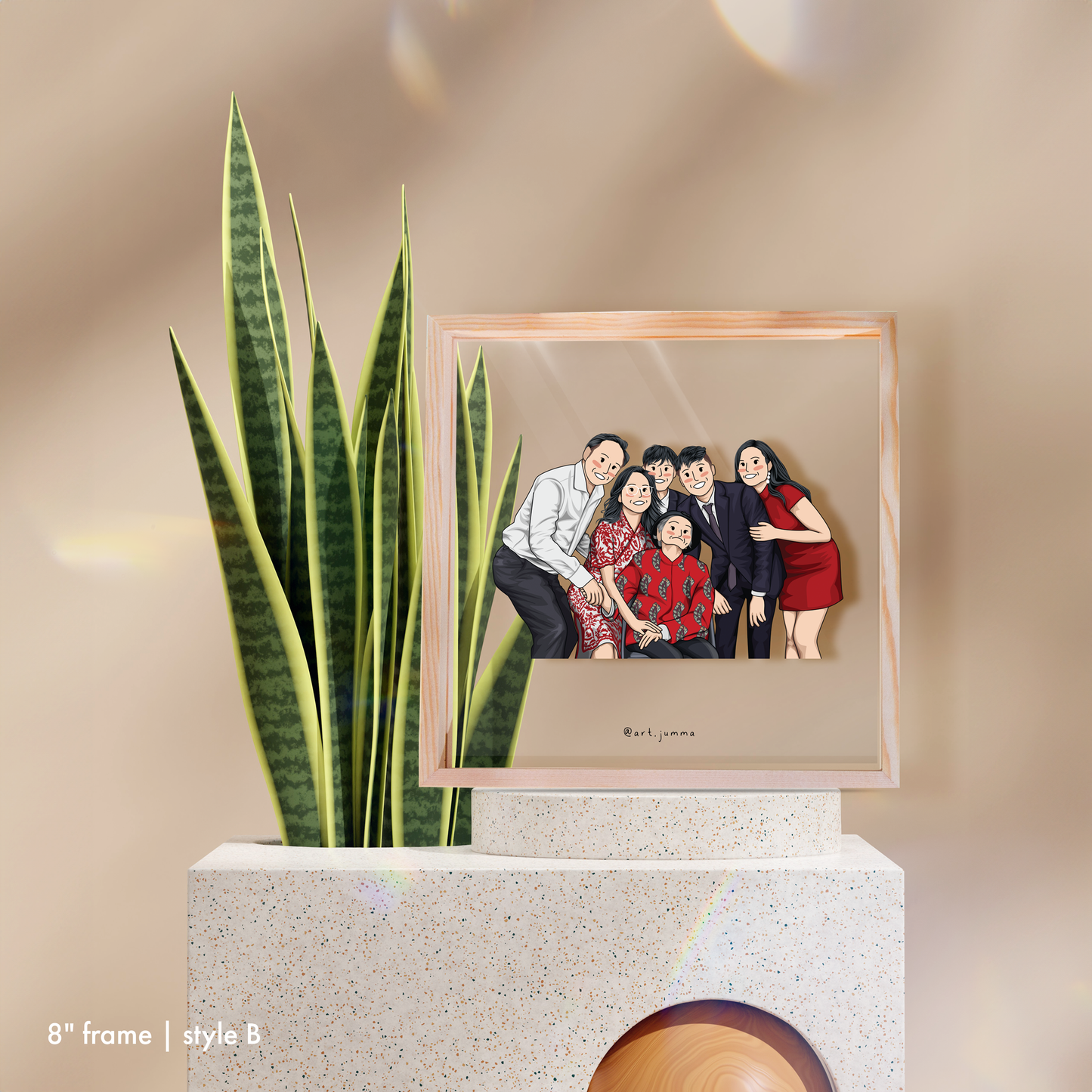 8” Premium Personalised Lightwood Frame