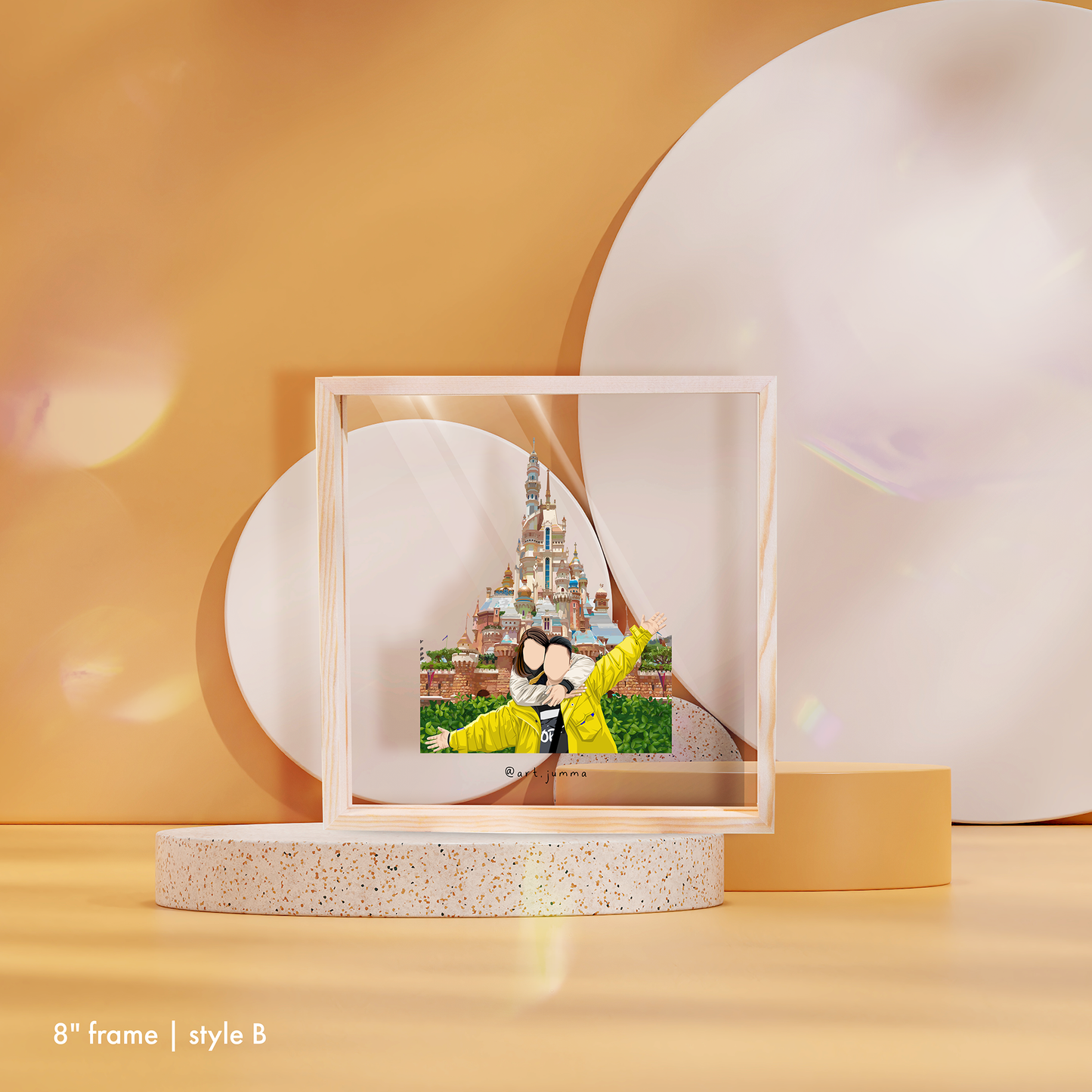 8” Premium Personalised Lightwood Frame