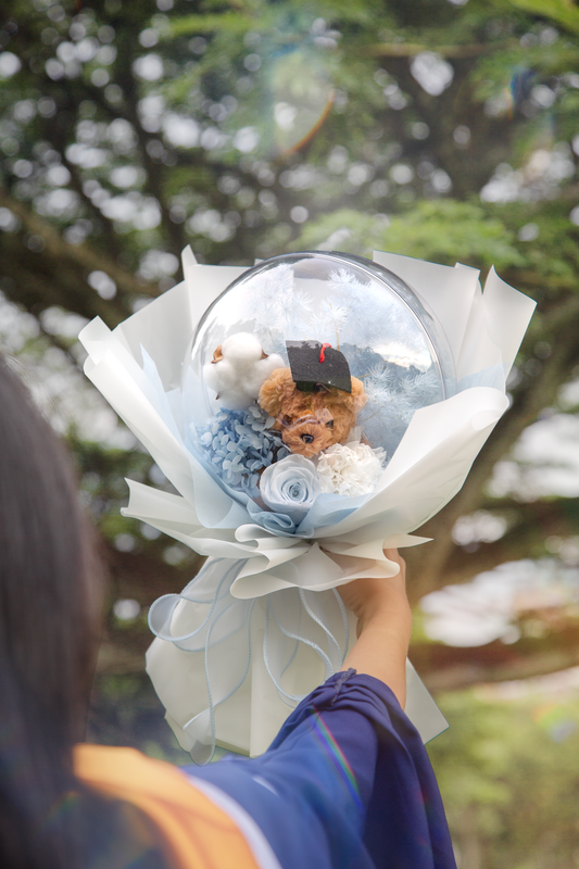 Blue-tiful Journey Graduation Teddy Bouquet (Blue)