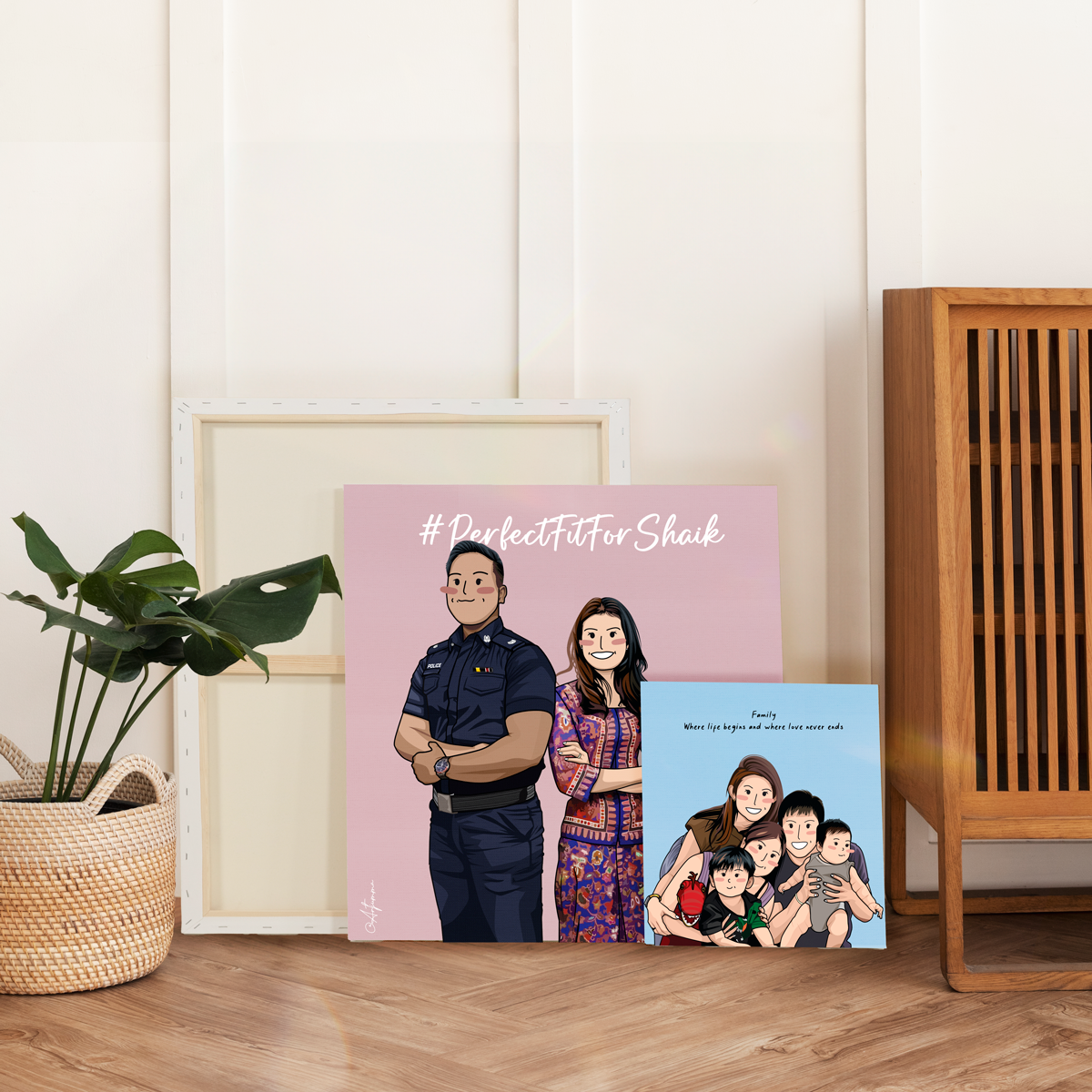 Happy family with paper product design.