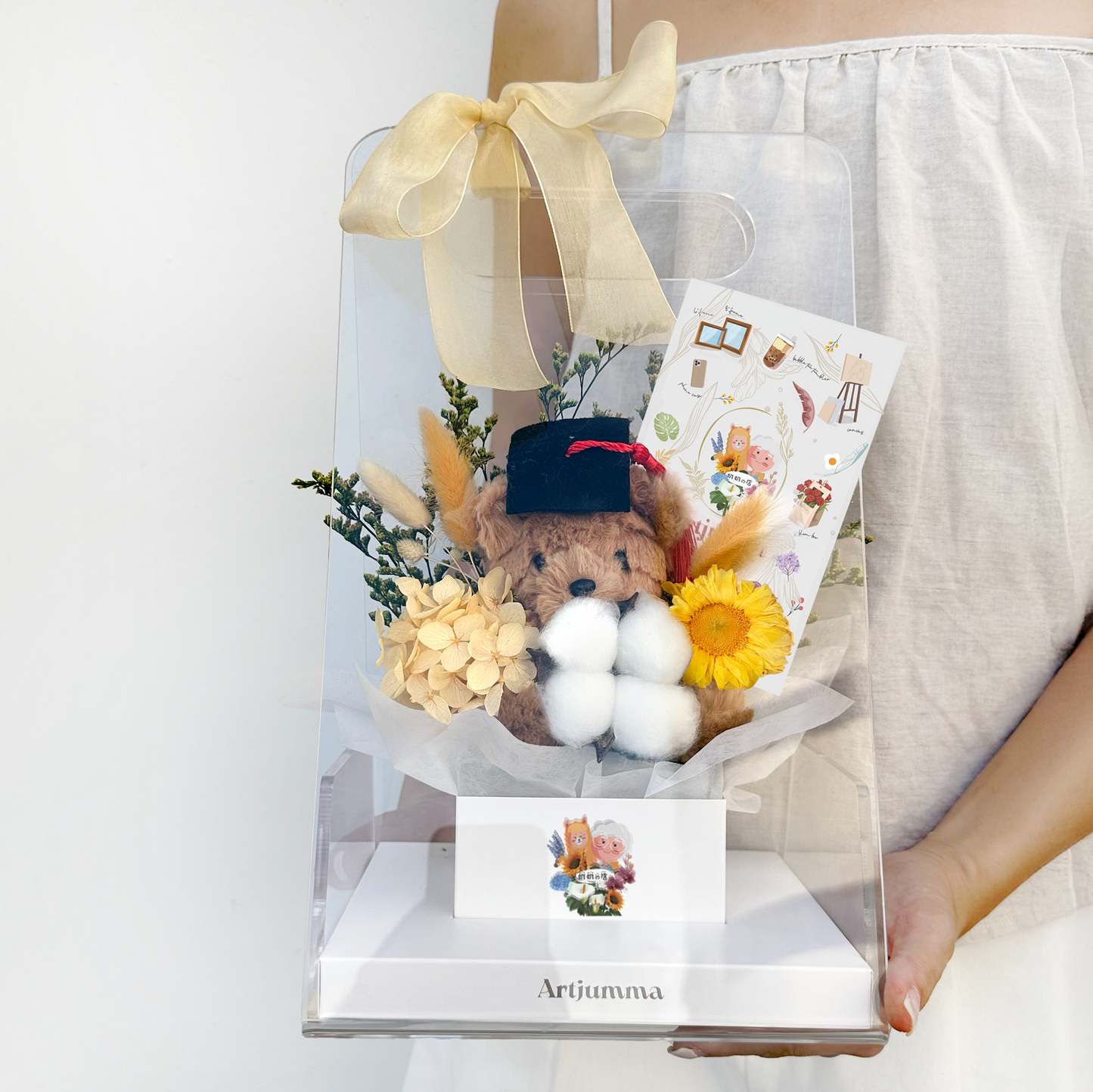 Graduation Bear Flower Bouquet Bloom Box