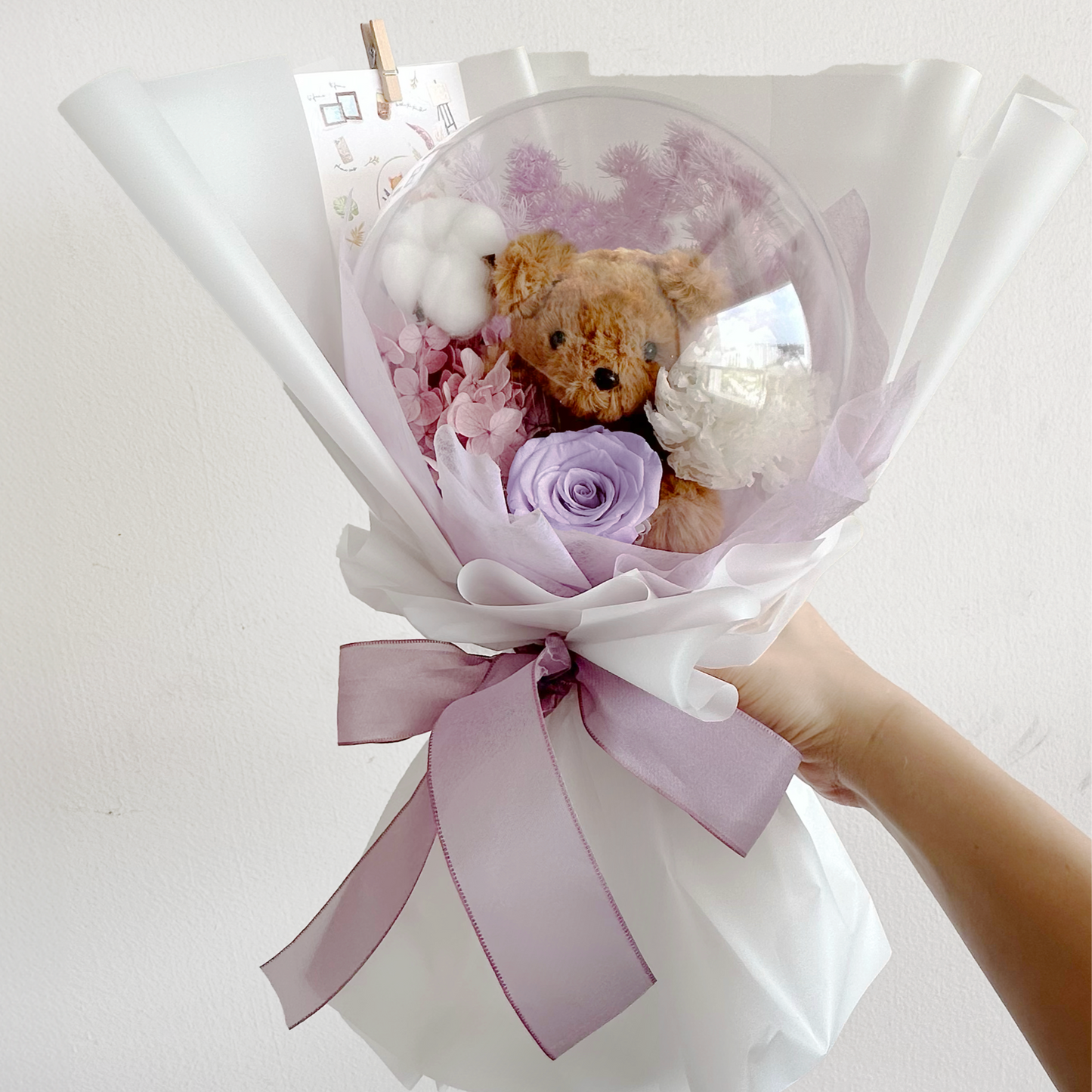 Baby Lilac Teddy Bubble Bouquet