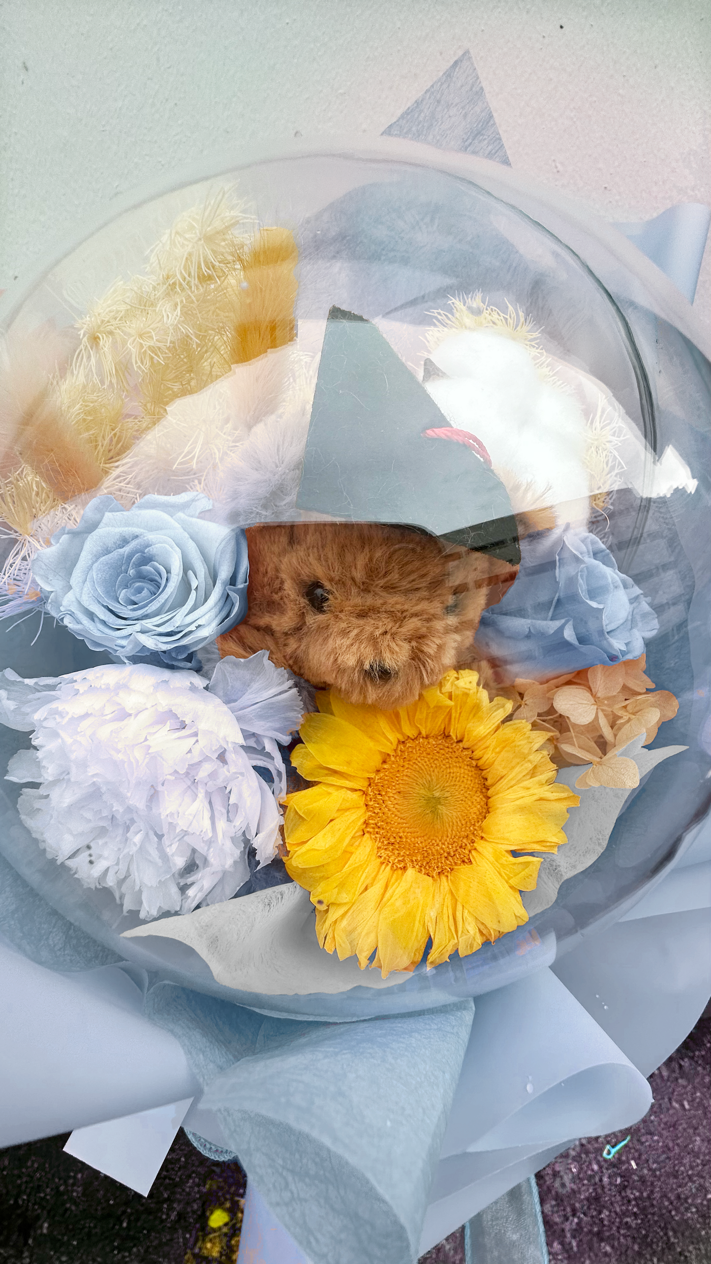 Sunflower Graduation Teddy Bouquet (Blue)
