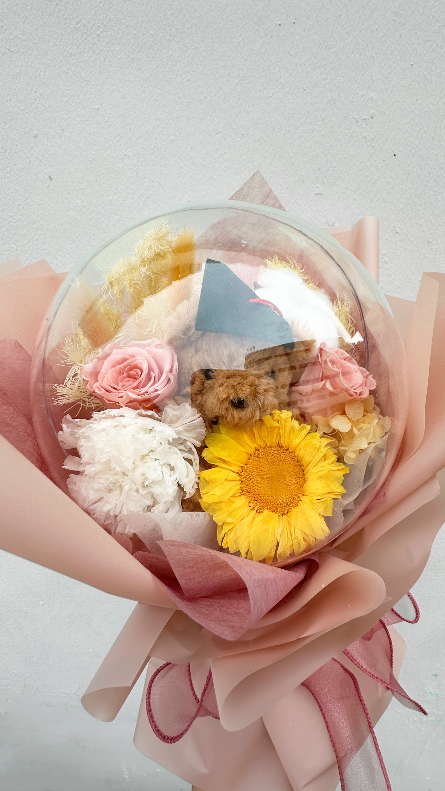 Sunflower Graduation Teddy Bouquet (Pink)