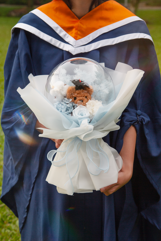 Blue-tiful Journey Graduation Teddy Bouquet (Blue)