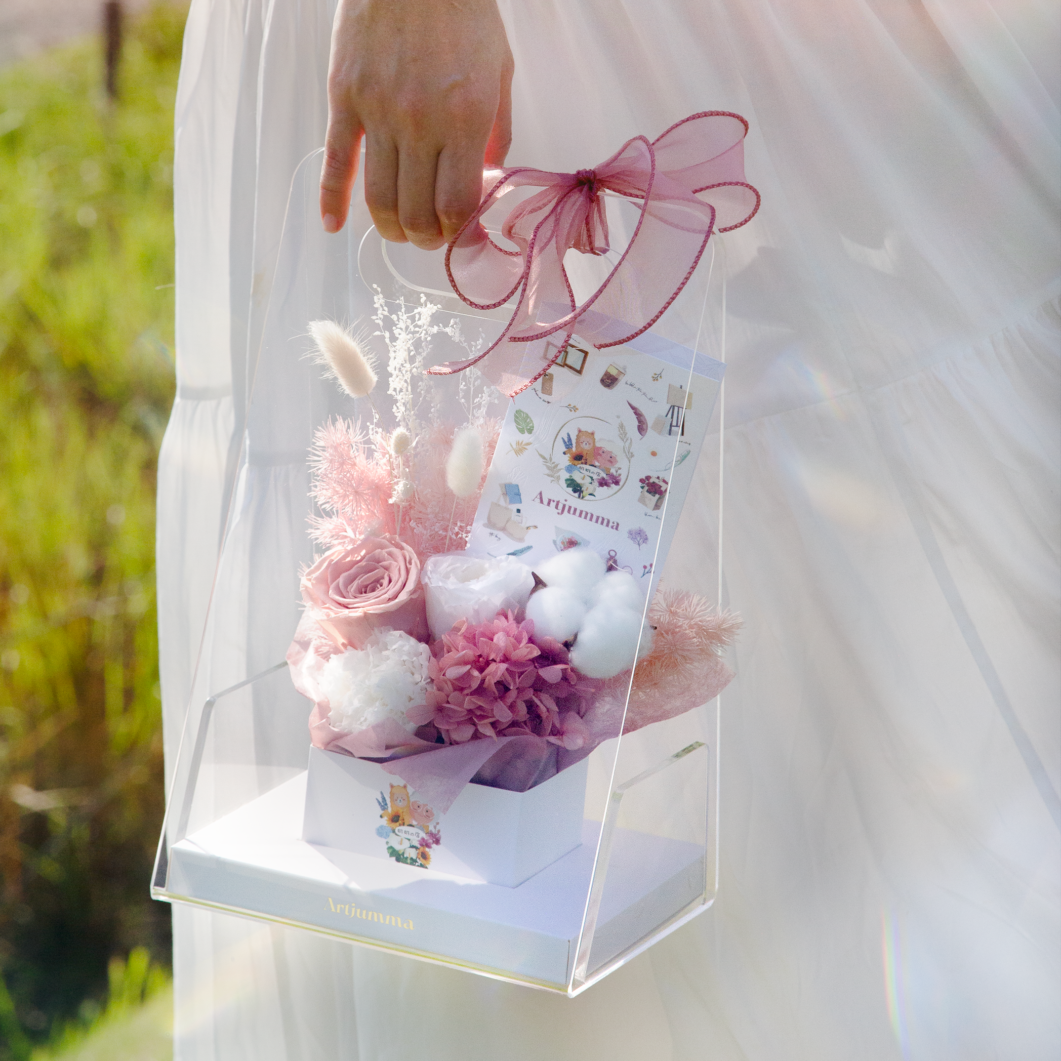 Blushy in Pink Bloom Box (Pink) - Flower Gift Box Singapore
