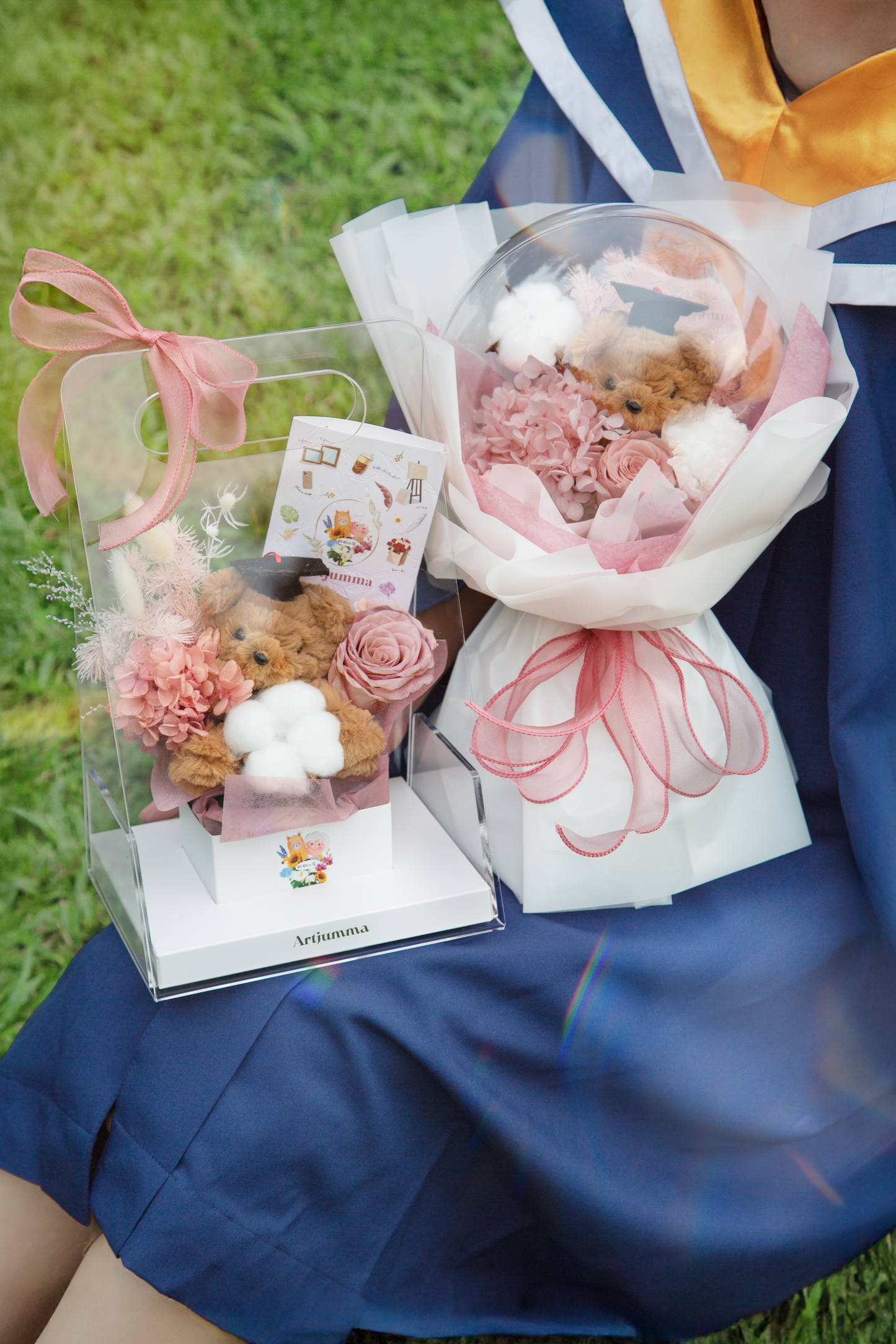 Pink of You Graduation Teddy Bloom Box (Pink)