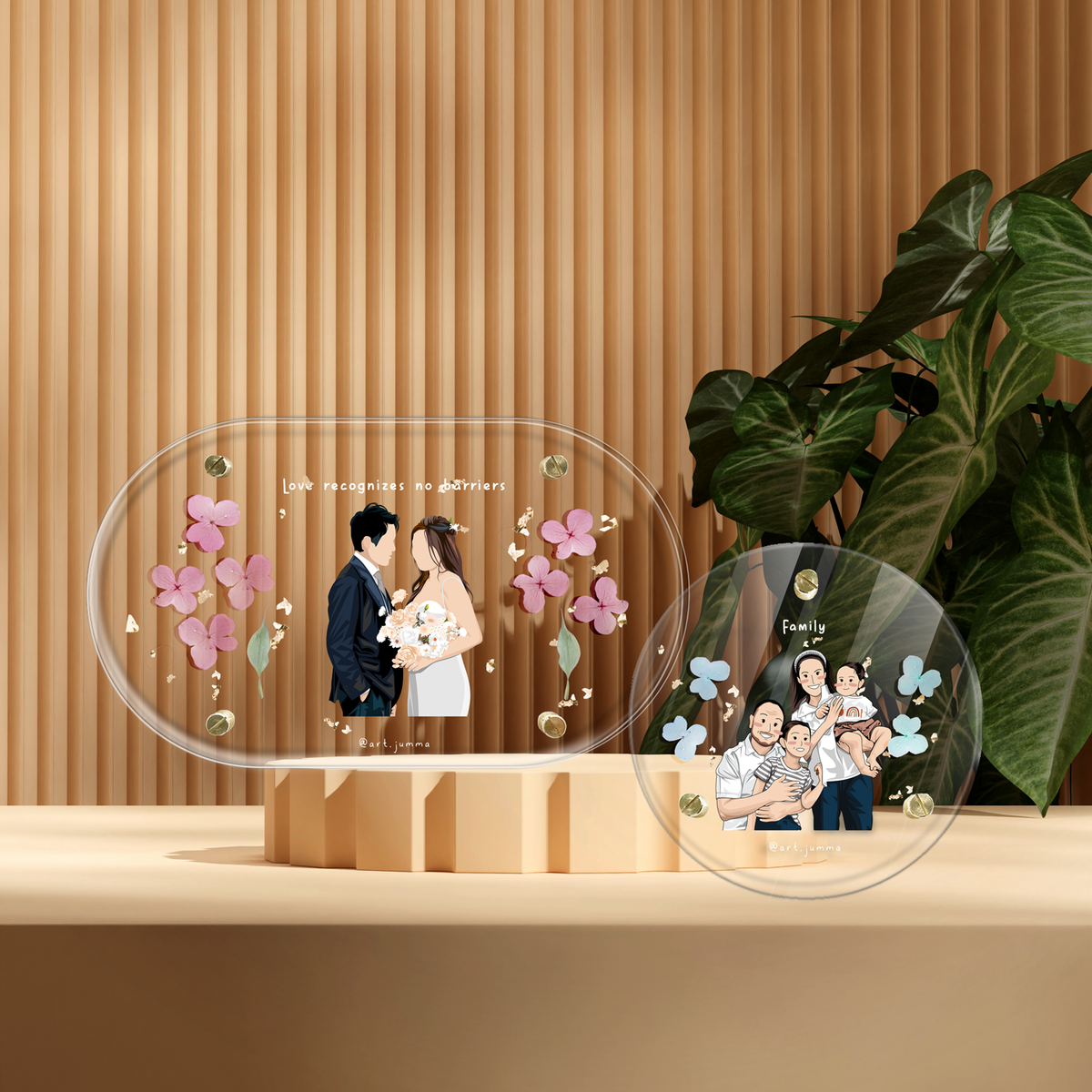 personalised portrait on vanity tray. wedding couple