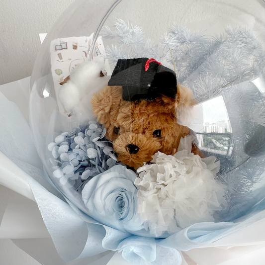 Blue-tiful Journey Graduation Bear Bouquet (Blue)