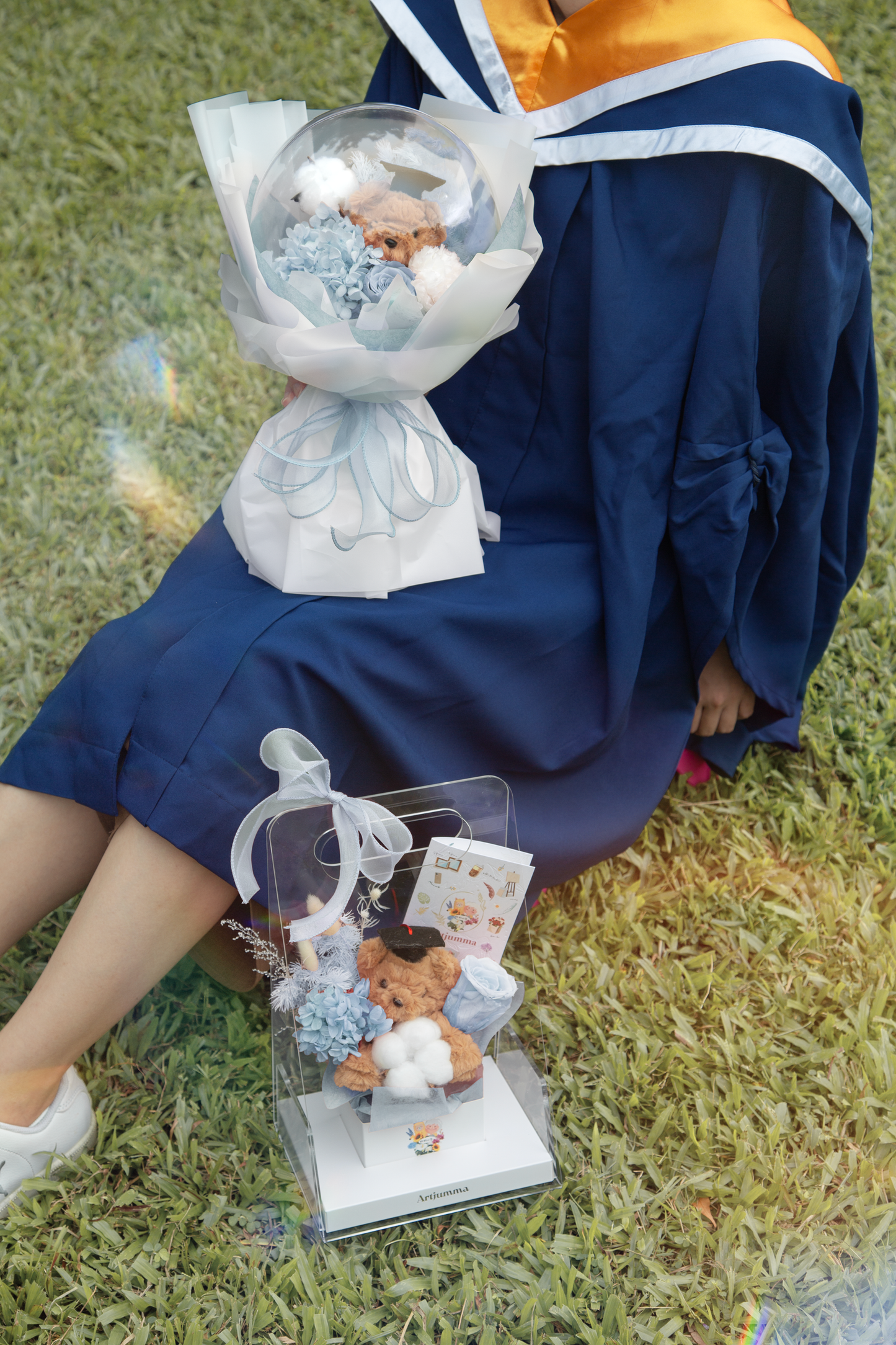 Blue-tiful Journey Graduation Teddy Bloom Box (Blue)