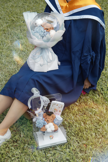 Blue-tiful Journey Graduation Teddy Bloom Box (Blue)