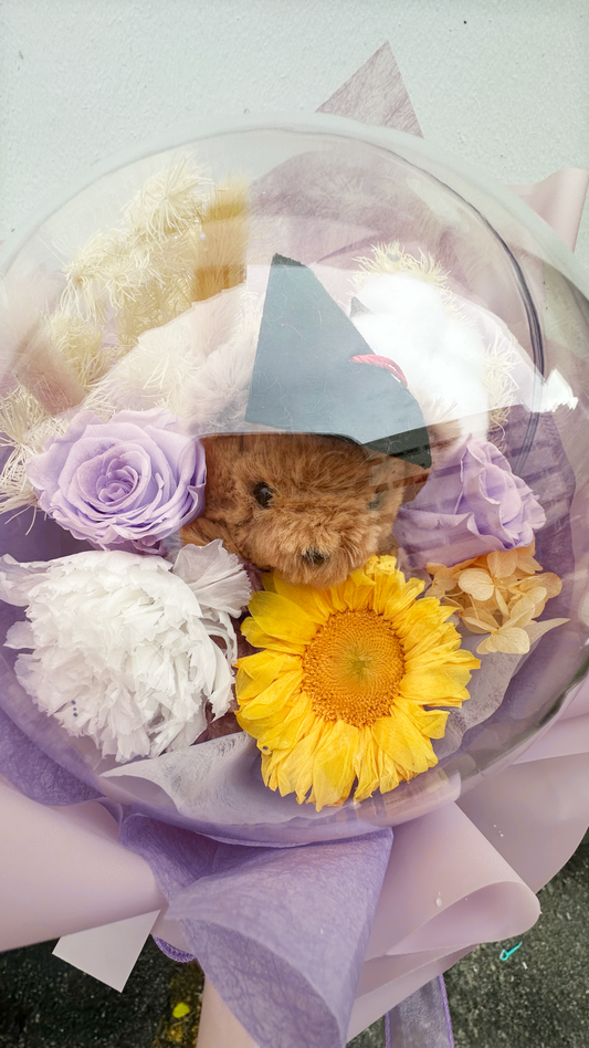 Sunflower Graduation Teddy Bouquet (Lilac)